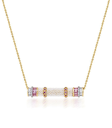 Pearl, Diamond and Pink Sapphire necklace